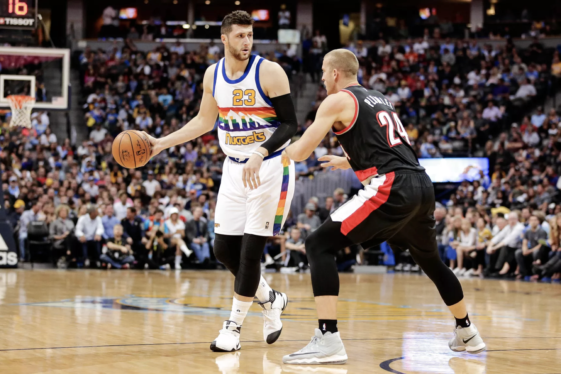 Jusif Nurkic scored 13 points, on five of five shooting, and pulled down seven rebounds in his Blazers debut against the Utah Jazz Wednesday night.