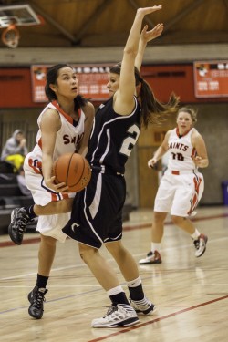 Freshman Chanel Celis attempts a layup in Wednesday's game against Chemeketa.