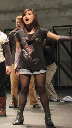Violet Phan is shown during a choreography rehearsal last week in the college theater.