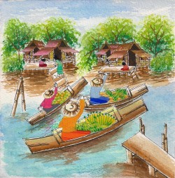 Fasai Streed's piece, "Floating Market," will be on display in the Fireplace Gallery starting Nov. 1.