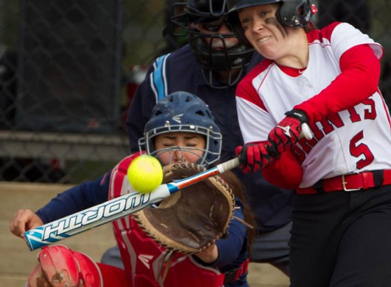 Freshman outfielder Kelsey Reams takes a swing during a weekend game.