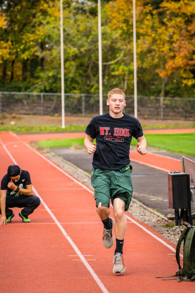 Jared Pohll in practice, prepping for the NWAC championships. Photo by Davyn Owen