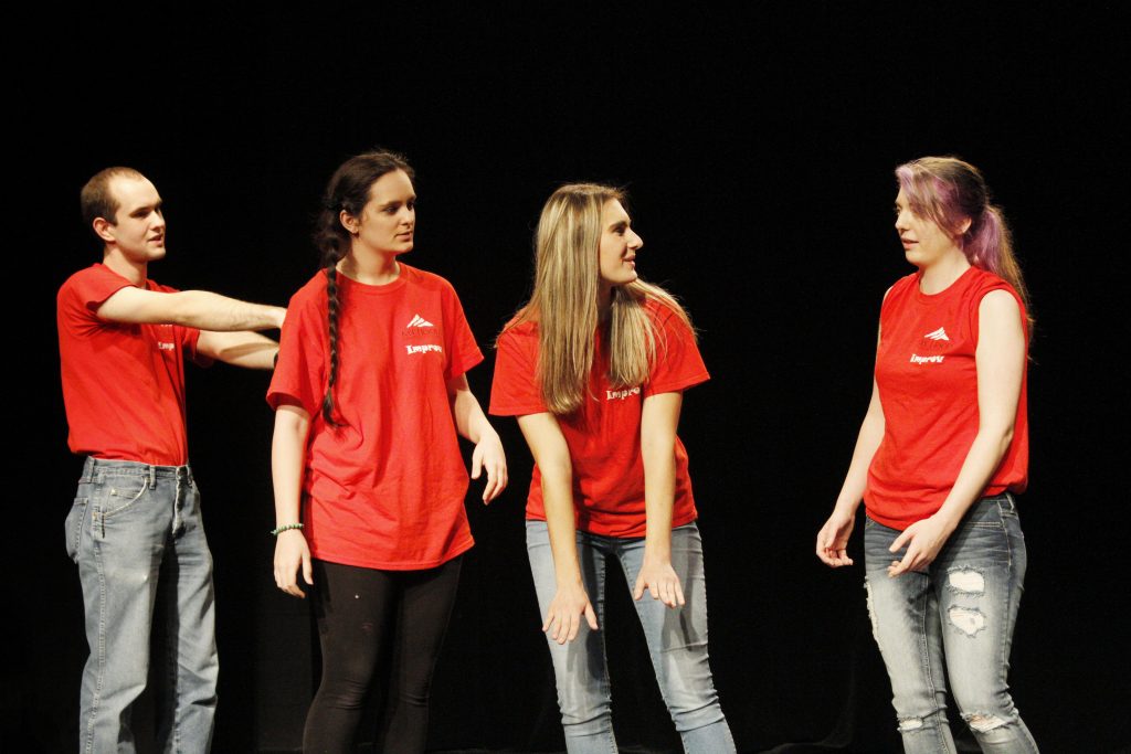 ABOVE, LEFT to RIGHT: Benjamin Rulla, Jade Rabell, Ashley Fray, and Michelle Benson. BELOW: Jade Rabell (left) and Laurel Strobel (right). Photo by Matana McIntire.