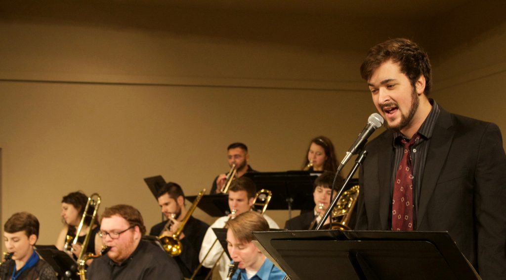 The MHCC Jazz Ensemble performs the song “Just Friends” with Ben Trombi on vocals. 