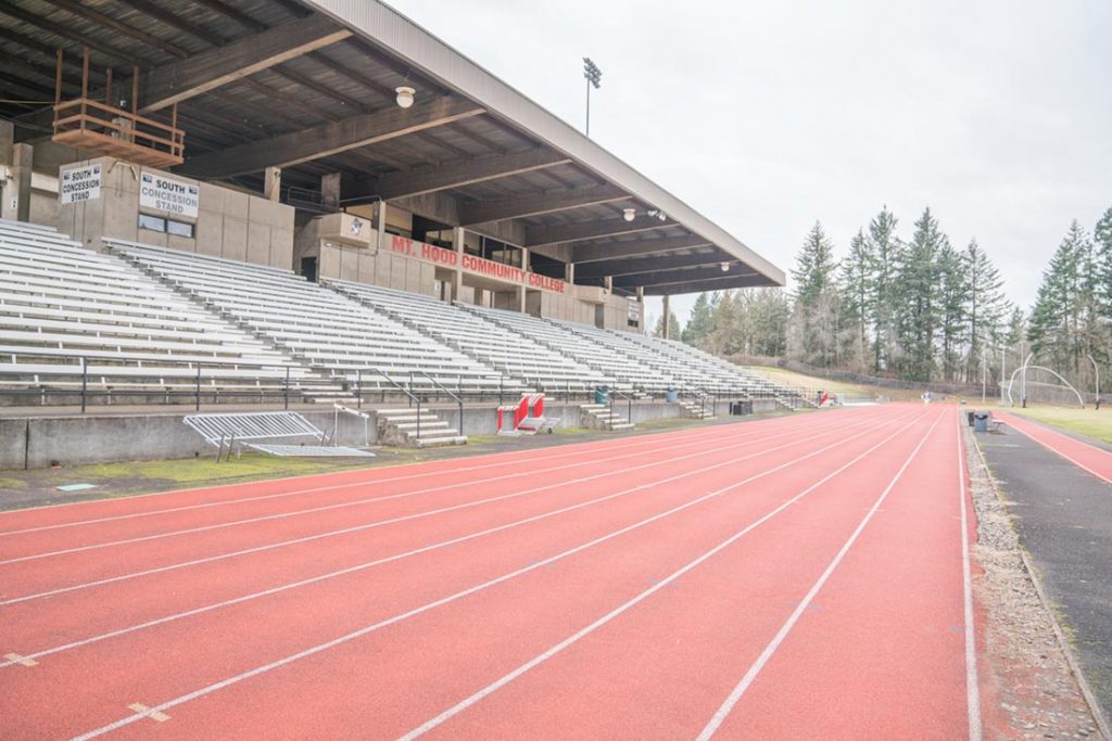 Mt. Hood renovated its track in 2014 for the first time since 1994, at a cost of $280,000. That allowed Mt. Hood to host major track and field events again. Photo by Davyn Owen.