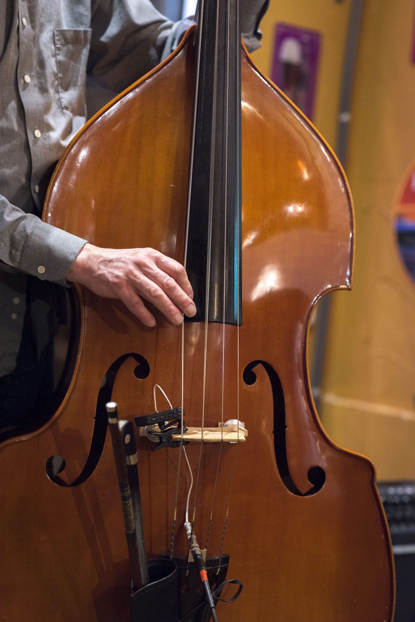 Paul Prato's upright bass. Photo by Alex Crull.