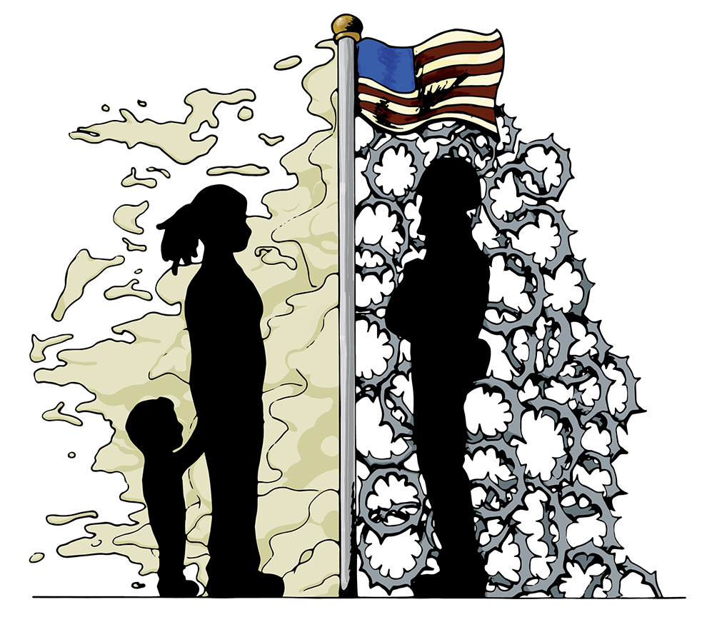 Illustration of a conceptual idea regarding immigration and border control.