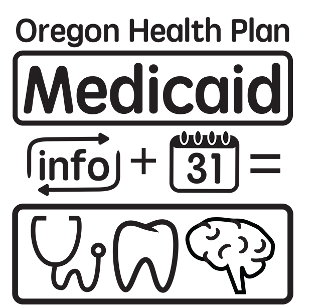 Oregon Health Plan graphic showing information about doctors and dates.