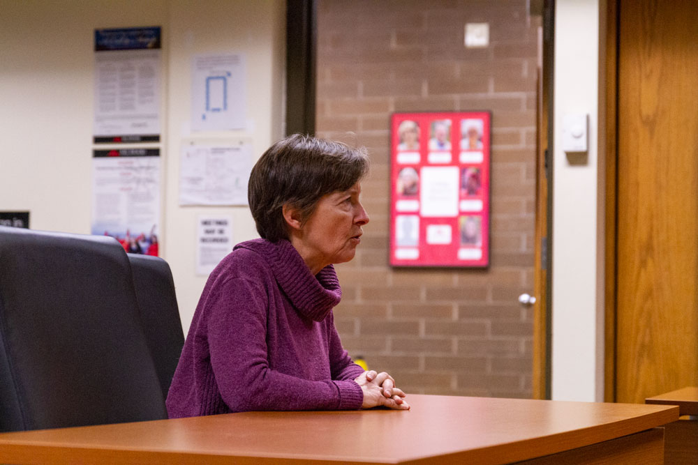 Photo of Susie Jones during public input during the Jan. 16 board meeting.